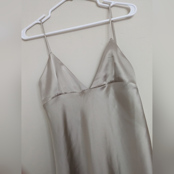 ZARA SATIN SLIP DRESS CHAMPAGNE MINK M NWT - Picture 3 of 5